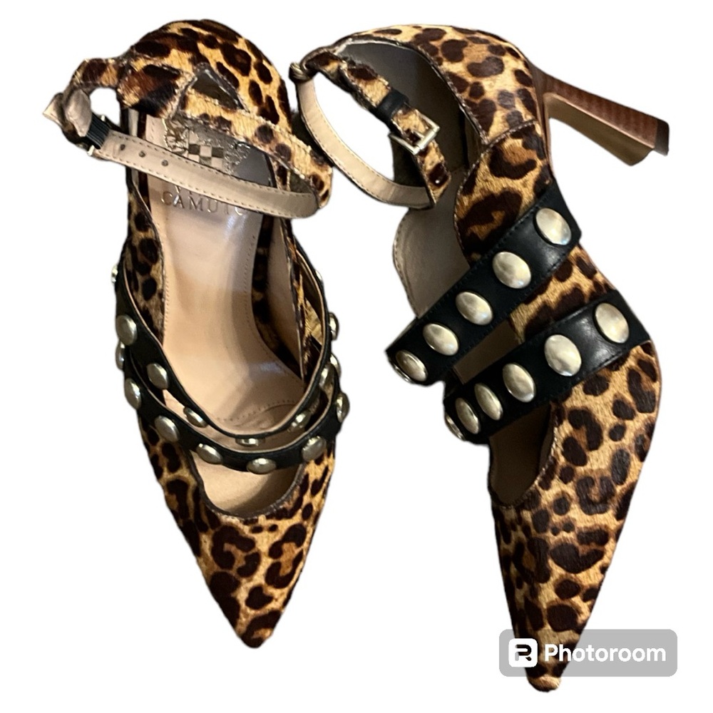 Vince Camuto Women Leopard Print Calf Hair Leather Pumps Size: 7M